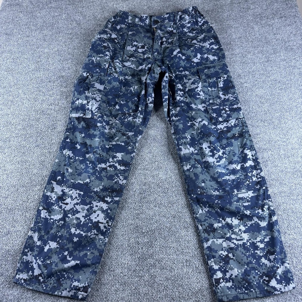 US Navy Cargo Pants Mens Small Blue Digital Camo NWU Military Workwear